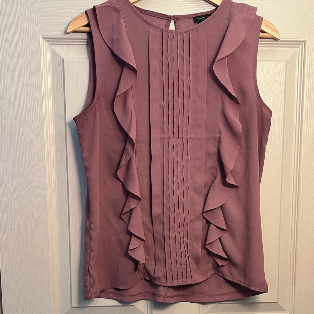 Ann Taylor Dusty Rose Ruffle Blouse